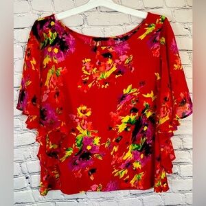 Investments Floral Flutter Sleeve Blouse size 1X
